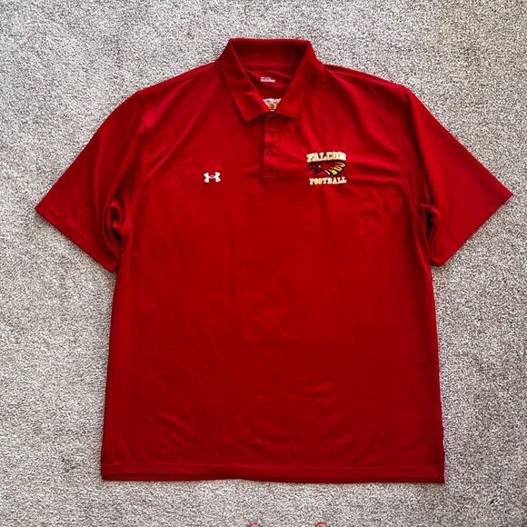 Under Armour Other - Under Armour Red Falcon Football Sports Collared Embroidered Shirt XXL